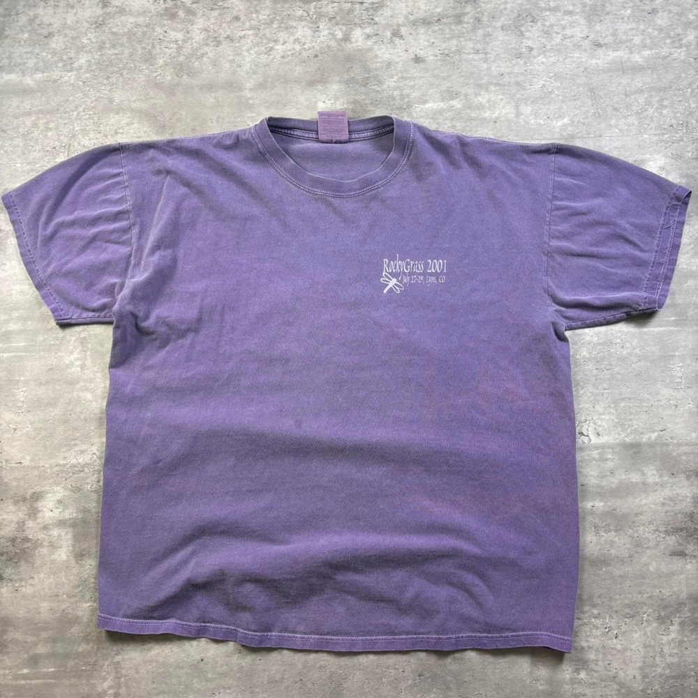 Jerzees T-Shirt Mens XL Purple Vintage 2001 Rocky Grass Festival Concert Tee